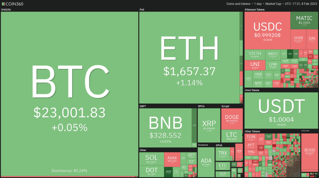 Análisis de precios del 8 de febrero: BTC, ETH, BNB, XRP, ADA, DOGE, MATIC, DOT, LTC, AVAX