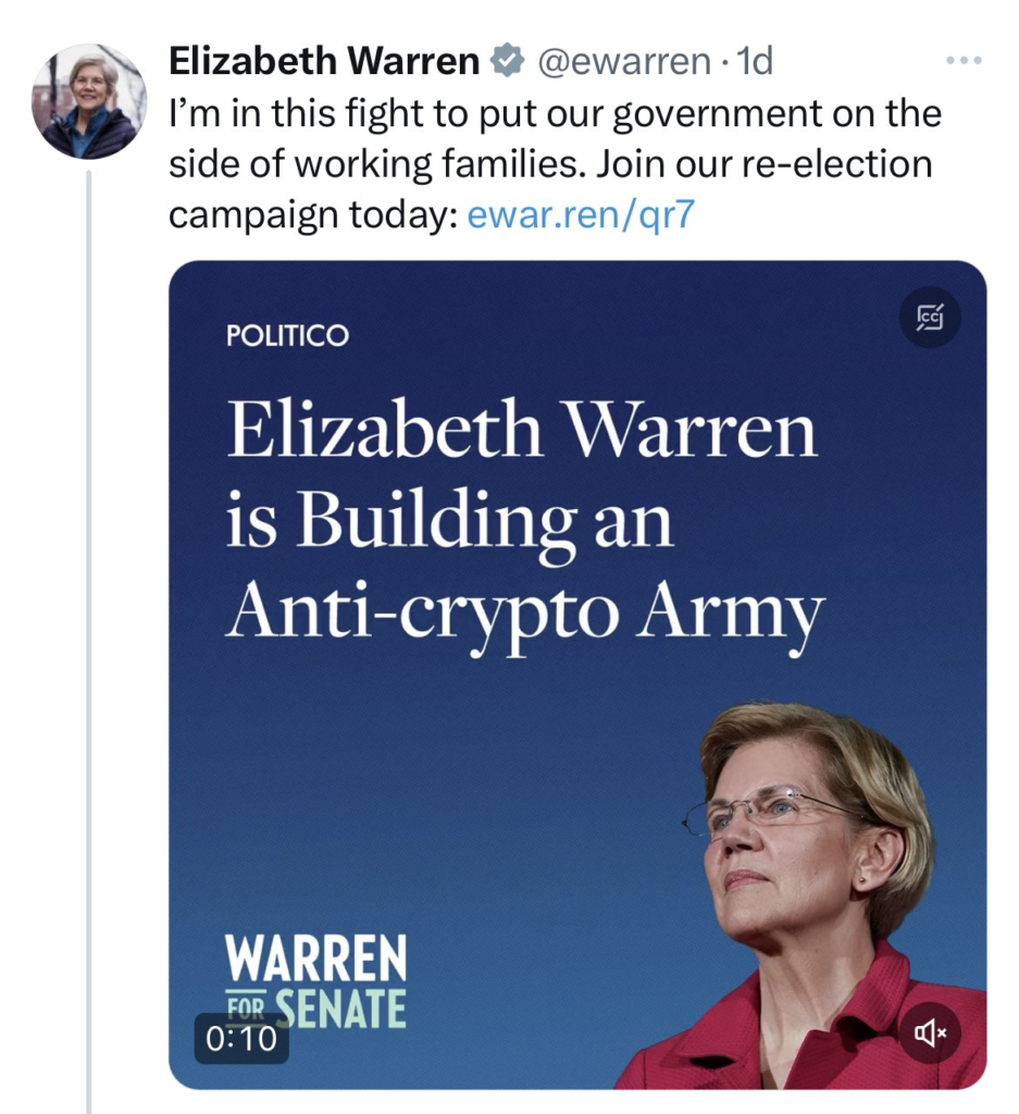 Las encuestas sugieren que la estrategia de Elizabeth Warren contra las criptomonedas no dará el resultado deseado