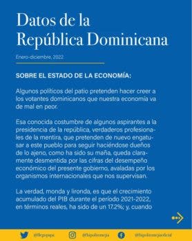 Hipólito Mejía defiende el desempeño económico del actual Gobierno