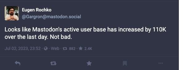 La base de usuarios activos de Mastodon, rival de Twitter, aumenta en más de 100,000