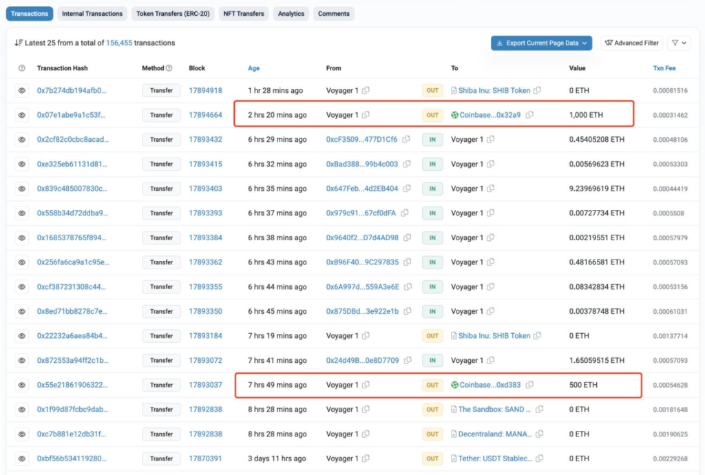 La transferencia de tokens de Voyager a Coinbase despierta sospechas de ventas