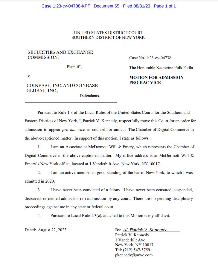 El abogado Patrick Kennedy se une a la lucha de la SEC contra Coinbase