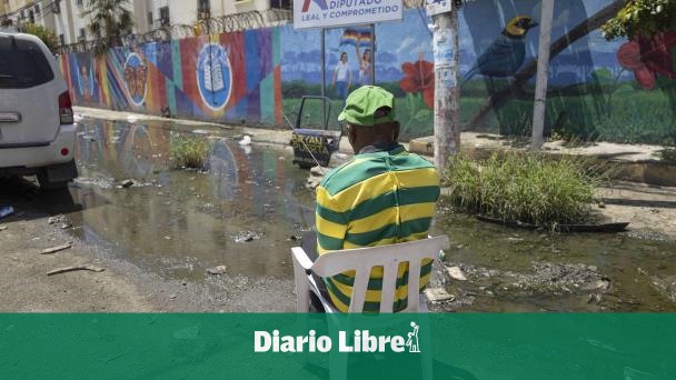 Boquete busca algo en charco de la calle Guarocuya