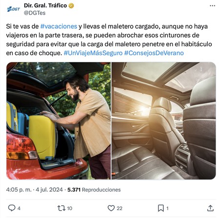 La DGT quiere que abroches todos los cinturones de seguridad del coche este verano. Aunque el asiento esté vacío