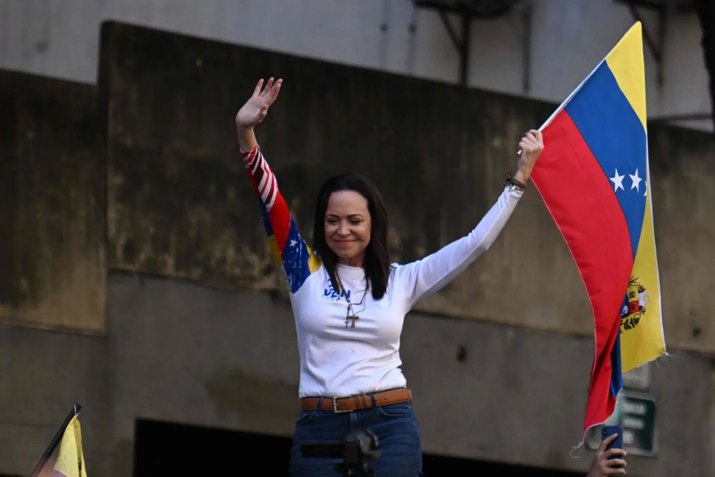 María Corina Machado fue interceptada al término de la manifestación en Caracas, denuncia su partido